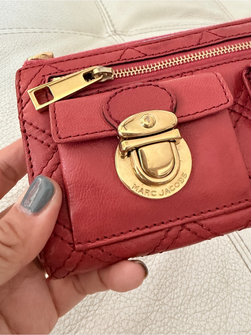 Marc Jacobs Quilted Rose Pink Wristlet Wallet with Gold Hardware - Picture 5 of 14